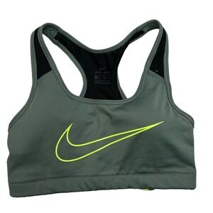 Nike Size XS Sports Bra Racerback Green Neon Strappy Padded Pullover Stretch